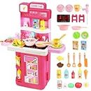 Deejoy 4 in 1 Kitchen Playset,41pcs Kitchen Toys with Realistic Lights & Sounds,Simulation of Spray and Play Sink,Pretend Play Food Accessories for Toddler.