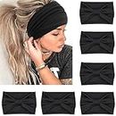 VENUSTE Breite Stirnbänder für Damenhaar, modische geknotete Stirnbänder für Erwachsene und Frauen, Haar-Accessoires, 6 Stück (schwarz)