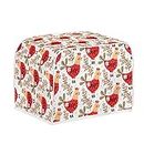 Kuiaobaty Chickens Floral Print Cover for Toaster 2 Slice, Small Washable Kitchen Appliances Cover with Hook, Dust and Fingerprint Proof