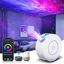 NUFECARG Smart Star Projector Galaxy Light, LED Starry Sky Night Light Control by WiFi App and Voice, Compatible with Alexa & Google Home, Adjustable Cloud Stars, Brightness and Time (White)