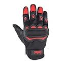 Steelbird Full Finger Bike Riding Gloves with Touch Screen Sensitivity at Thumb and Index Finger, Protective Off-Road Motorbike Racing (Medium, Black Red, Polyester, Cycling)