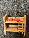 Vintage Christmas Ornament/Doll House Furniture Wood Bunk Bed 2.25”