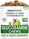 Glucosamine Dog Treats - Joint Supplement - Advanced Formula with Chondroitin, MSM, Omega-3 - Made in USA - Beef Liver - 120 Chews