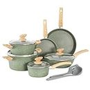 MAISON ARTS Kitchen Cookware Sets Nonstick, 12 Piece Pots and Pans Set Granite Cooking Set for Induction & Dishwasher Safe, Oven, Stovetop, Green