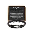JoycuFF Husband Boyfriend Gifts Ideas from Wife Girlfriend, Knot Leather Bracelet for Men To My Man Anniversary Birthday Gifts for Him Love You Forever Always Linked Together Mens Bracelets Leather
