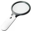 XEREBIAN 3 LED Light 3X & 45x Handheld Magnifier, Reading Magnifying Glass Lens Jewelry Loupe, Book and Newspaper Reading, Insect and Hobby Observation, Classroom Science Magnifier Glass with Light (Double Glass With Light)