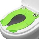 Zollyss Portable Baby Toilet Seat Foldable Western Kids Potty Trainer Cover for Toddler Boys Girls Travel, Green, Plastic