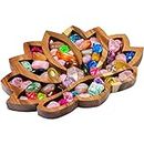 Vesici Lotus Crystal Tray for Stones Crystals and Healing Stones Flower Wooden Crystal Storage Holder Tray Lotus Shape Decorative Display Trays Crystal Organizer Bowl for Jewelry Stones Decor