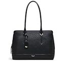 RADLEY London Paddington Place Medium Ziptop Shoulder Handbag for Women in Black Grained Leather, with Padded Section to fit 13" Laptop