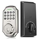 LNDU Keyless Entry Door Lock with Keypad, 50 Entry Codes Electronic Keypad Deadbolt for Front Door, Anti-Peeking Password One Touch Locking, Security Auto Lock Easy to Install, Silver, D180