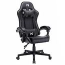 Precision Synergie Gaming Chair for Adults, Racing Style Video Gamer Chairs, Ergonomic PC Gaming Chair with Lumbar Cushion Headrest, Height Adjustable Swivel Computer Chair for Home Office, Black