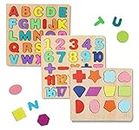 Chocozone Wooden Learning Educational Game Board for Kids, Puzzle Toys for 2 Years Old Boys & Girls (Alphabets, Numbers & Shapes)