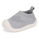 MK MATT KEELY Baby First Walking Shoes for Wide Feet Boys Girls Soft Mesh Breathable Sneakers for Toddler Infant Grey