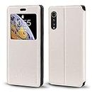 Shantime LG Velvet Case, Wood Grain Leather Case with Card Holder and Window, Magnetic Flip Cover for LG Velvet 4G White