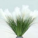 Olivachel Artificial Grass 37.4 inches Tall Artificial Onion Grass with Reeds Faux Pampas Foxtail Plant Greenery Shrubs for Indoor and Outdoor Home Garden Decoration (Green/White - 4 Packs)