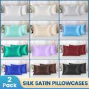 2Pcs Luxury Silk Satin Pillow Cases Hotel Quality Standard/European/Queen/King