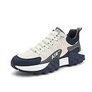 Kraasa Suede Upper Thick Sole lace up Men's Outdoor Anti-Slip Shoes Casual Sneakers for Men Blue UK 9