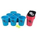 Bucket Ball Giant Beer Pong Outdoor Game Set for Kids and Adults with 12 Buckets, 2 Balls, Tote Bag by Hey! Play!