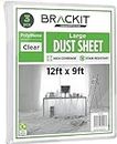 Brackit Dust Sheets, 12ft x 9ft (2.7m x 3.6m), Pack of 3 - Protective Furniture Covers – Dust-Proof and Waterproof Disposable Shields for Decorating