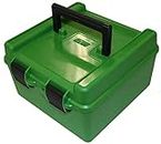 MTM 100 Round Deluxe Handled Flip-Top Rifle Ammo Case .22-250 to 58 Win Mag (Green)