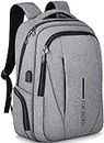 FUR JADEN Travel Laptop Backpack, Business Backpacks with USB Charging Port, Water Resistant College School Computer Bag for Men & Women Fits Under 15.6 inch Laptop and Notebook (Grey)