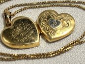 Gold Necklace & Heart-Shaped Lockett w/ Diamond Personalized Engraving “..Heaven