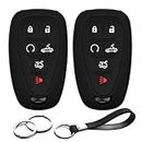 INFIPAR 2pcs Compatible with 2020 2019 2018 2017 2016 Chevrolet Chevy Camaro Smart 6 Buttons with Folding Top Silicone FOB Key Case Cover Protector Keyless Entry Remote Holder