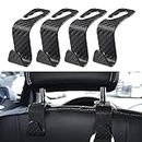 4 Pack Car Headrest Hooks Accessories Set, Universal Car Seat Hangers Organizer Holder for SUV Truck Vehicle (Carbon Fibre Black, ABS Plastic)…