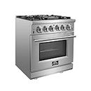 FORNO Alta Qualita Freestanding 30-Inch Full Gas Range and Oven with 5 Italian Sealed Burners Cooktop - 4.32 Cu.Ft. Convection Stainless Steel Oven Includes Cast Iron Accessories