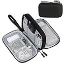 FYY Electronic Organizer, Travel Cable Organizer Bag Pouch Electronic Accessories Carry Case Portable Waterproof Double Layers Storage Bag for Cable, Cord, Charger, Phone, Earphone, Medium Size Black