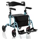 Costway Folding Rollator Walker with Seat and Wheels Supports up to 300 lbs-Navy
