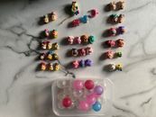 37 Squinkies Figures  Bundle  Mini Rubber Toys   + 24 Shells