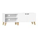 VASAGLE TV Cabinet for TVs up to 65 Inches, 140 cm Wide TV Stand with 2 Doors, Adjustable Shelves, TV Table, for Living Room, Dining Room, Bedroom, White LTV027T46