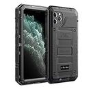 Beeasy iPhone 11 Pro Max Case Black, Waterproof Shockproof Tough Heavy Duty, with Built-in Screen Protector 360 Degree Full Body Military Protective, Drop Proof Metal Cover for Outdoor Sport