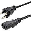 StarTech.com 6ft (1.8m) Computer Power Cord, NEMA 5-15P To C13, 10A 125V, 18AWG, Black Replacement AC Power Cord, Printer Power Cord, PC Power Supply Cable, Monitor Power Cable, UL Listed (PXT101)