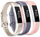Vancle Pack of 3 Compatible with Fitbit Alta HR Wristband and Fitbit Alta Wristband, Adjustable Sports Replacement Strap for Fitbit Alta HR/Fitbit Alta (Gold/Grey/Pink, L)