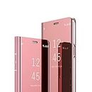 MRSTER Case for iPhone 6 Plus, Mirror Design Clear View Flip Bookstyle Protecter Shell With Kickstand Case Cover for Apple iPhone 6 Plus/iPhone 6S Plus (5.5"). Flip Mirror: Rose Gold