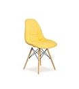 Finch Fox Eames Replica Quilted Fabric upholstered Dining Chair for Cafe Chair, Side Chair, Kitchen Breakfast, Living Room Chair in Yellow Color