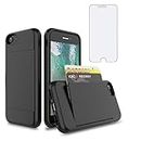Asuwish Phone Case for iPhone 6 Plus/6s Plus/7 Plus/8 Plus with Screen Protector Cover and Credit Card Holder Stand Hybrid Cell iPhone6splus i Phone7s 7s 7+ 8s 8+ Phones8 6+ i6 6s+ Women Men Black