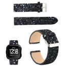 For Fitbit Versa 1/ Versa 2 Lady's Bling Glitter Leather Wrist Strap Watch Band