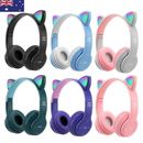 Wireless Cat Ear Headphones Bluetooth-Headset LED Lights Earphone for Kids Girls