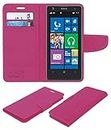 ACM Mobile Leather Flip Flap Wallet Case Compatible with Nokia Lumia 1020 Mobile Cover Pink