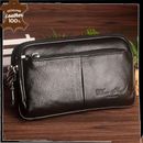 MENS BAG Genuine Leather Long Phone Cash Wallet Male Waist Belt Clutch Handbag