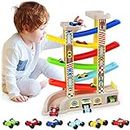 Montessori Toys for 2 3 Year Old Boys Toddlers, Car Ramp Toys with 6 Cars & Race Tracks, Garages and Parking Lots, Ramp Racer Toy Gift for Boys Girls Age 18 Months and Up, Multicolor