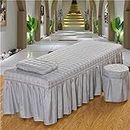 3pcs Set Beauty Salon Massage Table Bed Sheet Skirt SPA Bedspread Full Cover with Pillowcase, Stool Cover…
