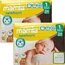 ALDI Mamia Newborn Nappies, Size 1, 2 x Packs of 24 (48 Nappies)