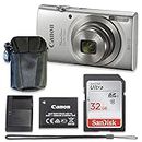 Canon PowerShot ELPH 180 Digital Camera (Silver) with 32GB Memory + Case (Renewed)