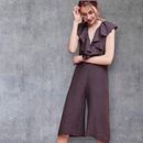 Anthropologie Pants & Jumpsuits | New Anthropologie Gray Cascada Jumpsuit By Maria Stanley Sz M Medium Blue/Grey | Color: Blue/Gray/Tan | Size: M
