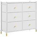 YITAHOME Chest of Drawer with 6 Drawers PU Leather Storage Drawers Dresser Sturty Metal Frame for Bedroom Living Room Hallway Nursery, White