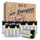 Energizer Alkaline Power 9 Volt Batteries (8 Pack), Long-Lasting Alkaline 9V Batteries
